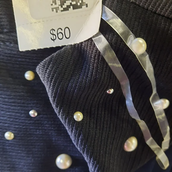 Knit Works Top Girl's Size 10 Black Beaded Sleeveless Cropped Stretch Blouse - Picture 7 of 8